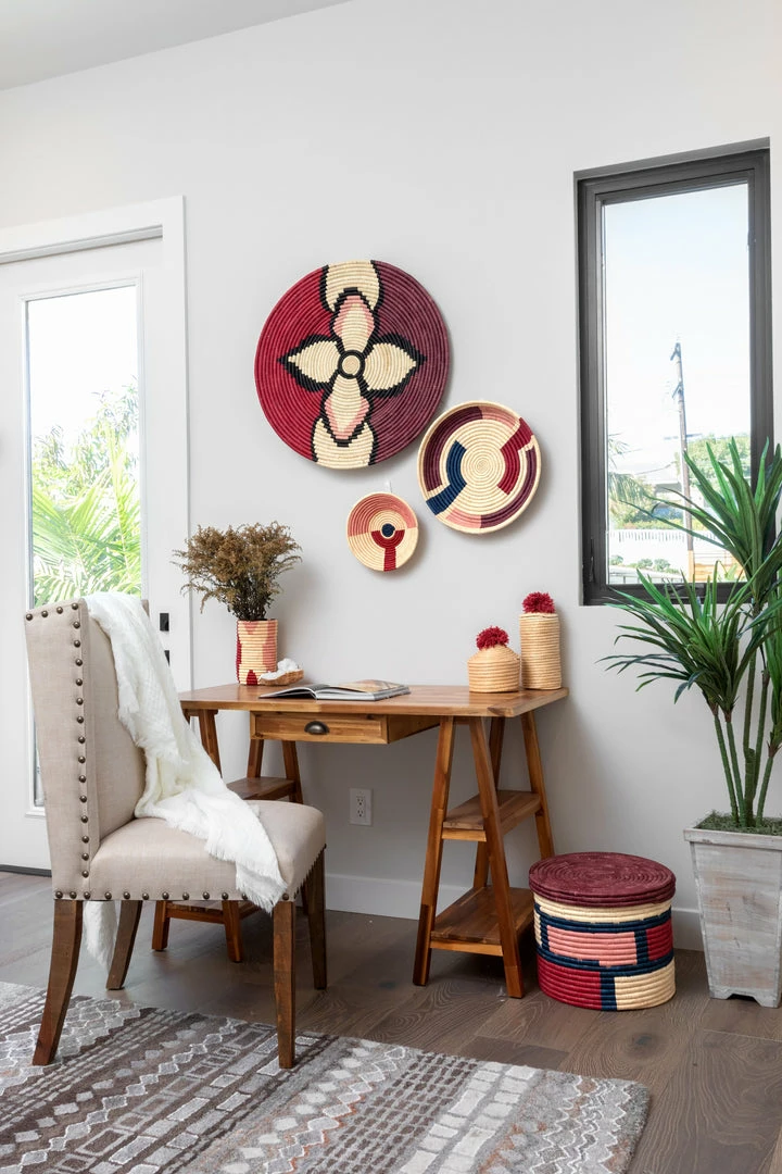 UGANDA Large Burgundy Color Blocked Box 5 UGANDA Large Burgundy Color Blocked Box