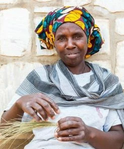 RWANDA 14" Extra Large Black & White Kwizera Basket HOME 15 RWANDA 14