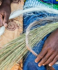 UGANDA Niagara Fringed Raffia Drink Coasters, Set Of 4 HOME