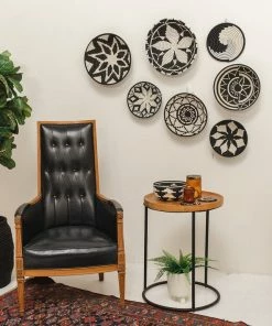 RWANDA Medium Black Round Basket