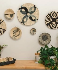 UGANDA Opal Gray Geo Raffia Vase