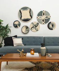 UGANDA Opal Gray Color Blocked Raffia Tray HOME 11 UGANDA Opal Gray Color Blocked Raffia Tray HOME