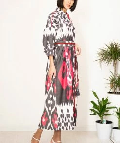 UZBEKISTAN Maxi Ikat Combo Shirt Dress CLOTHING 8 UZBEKISTAN Maxi Ikat Combo Shirt Dress CLOTHING