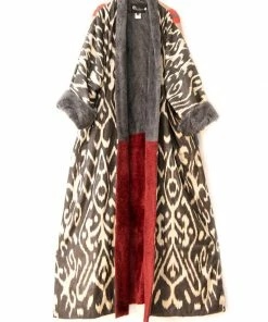 UZBEKISTAN CLOTHING Maxi Ikat Robe With Fleece