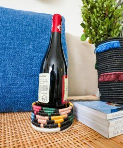 RWANDA Black + Neon Mlima Wine Bottle Coaster HOME