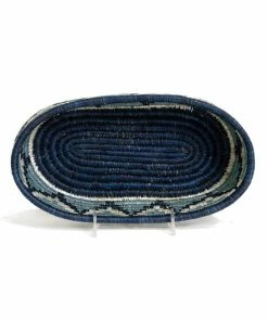 RWANDA HOME Silver Blue Oval Basket I