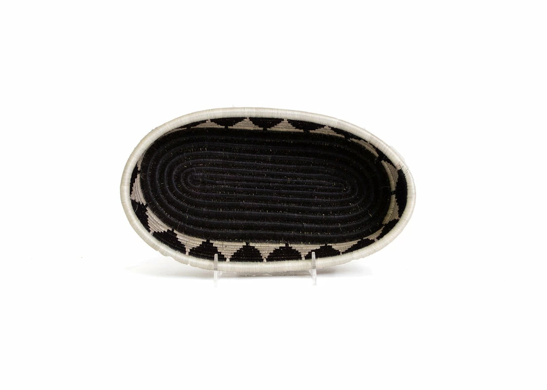 RWANDA Black + White Tofali Oval Basket HOME 5 RWANDA Black + White Tofali Oval Basket HOME