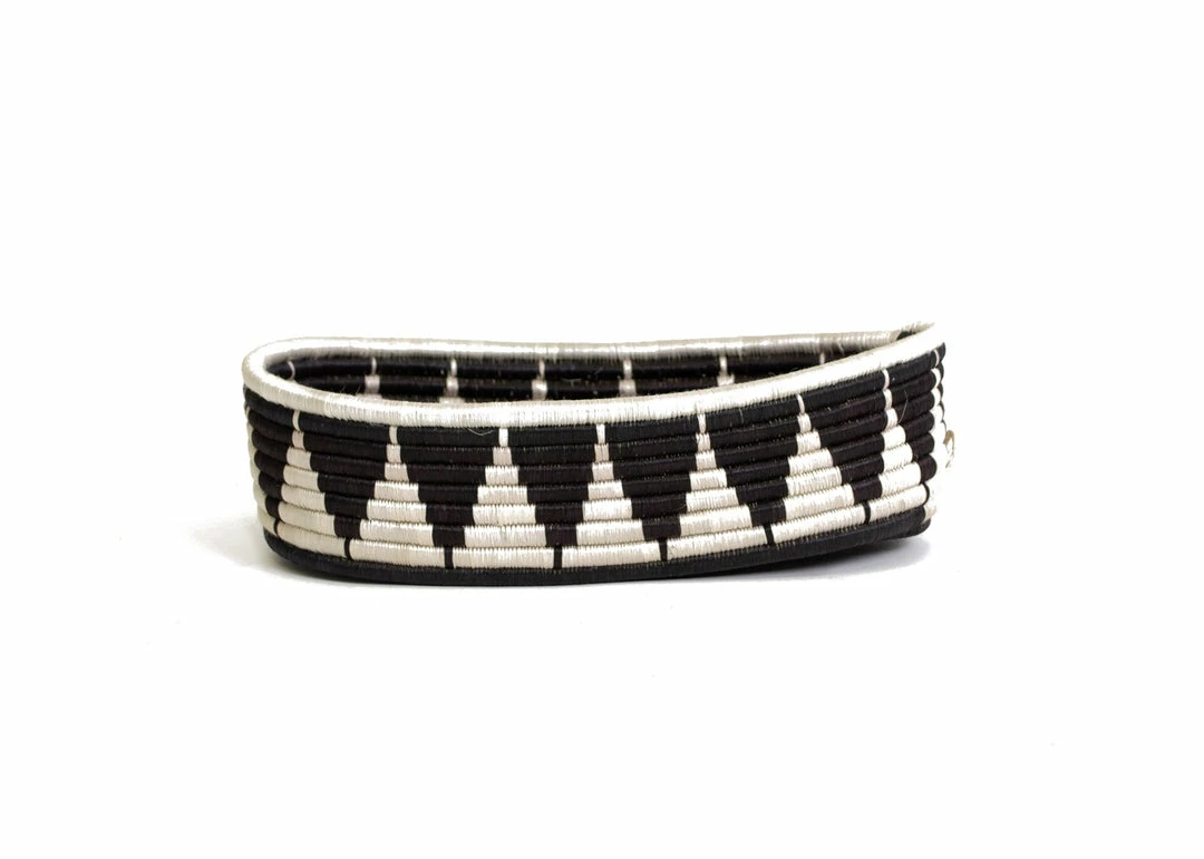 RWANDA Black + White Tofali Oval Basket HOME 3 RWANDA Black + White Tofali Oval Basket HOME