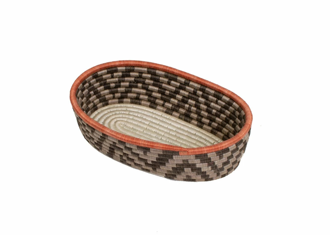 RWANDA HOME Sunset Brown Oval Basket 4 RWANDA HOME Sunset Brown Oval Basket