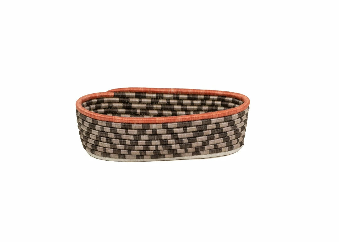 RWANDA HOME Sunset Brown Oval Basket 3 RWANDA HOME Sunset Brown Oval Basket