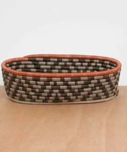 RWANDA HOME Sunset Brown Oval Basket 9 RWANDA HOME Sunset Brown Oval Basket
