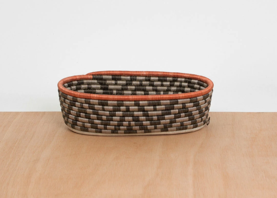 RWANDA HOME Sunset Brown Oval Basket 6 RWANDA HOME Sunset Brown Oval Basket