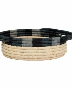 UGANDA HOME Opal Gray Color Blocked Bread Basket With Handles