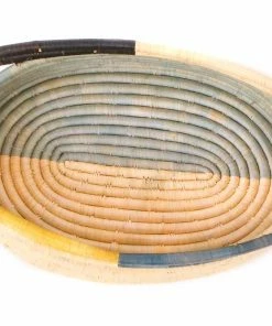 UGANDA HOME Opal Gray + Mustard Oval Basket