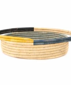 UGANDA HOME Opal Gray + Mustard Oval Basket