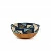 RWANDA Silver Blue Mosaic Wooden Bowl HOME