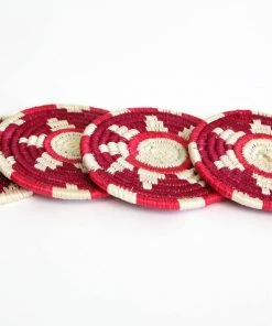 RWANDA HOME Red Coaster Set Of 4