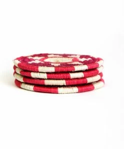 RWANDA HOME Red Coaster Set Of 4