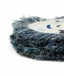 RWANDA Silver Blue + Black Fringed Coasters HOME