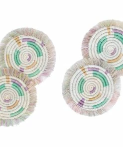 RWANDA Dusty Rose Fringed Coasters