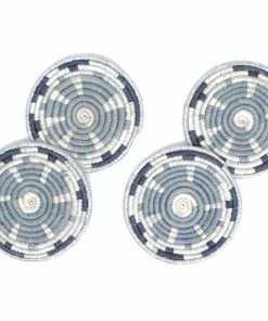 RWANDA Metallic Gray Hope Coasters, Set Of 4