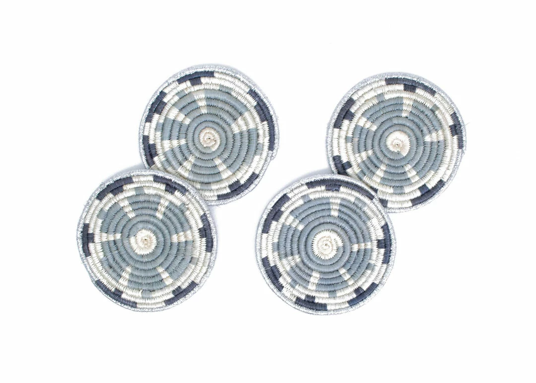 RWANDA Metallic Gray Hope Coasters, Set Of 4 3 RWANDA Metallic Gray Hope Coasters, Set Of 4