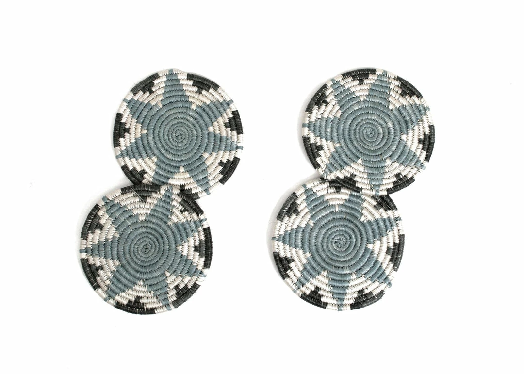 RWANDA Silver Blue Hope Coasters HOME 3 RWANDA Silver Blue Hope Coasters HOME