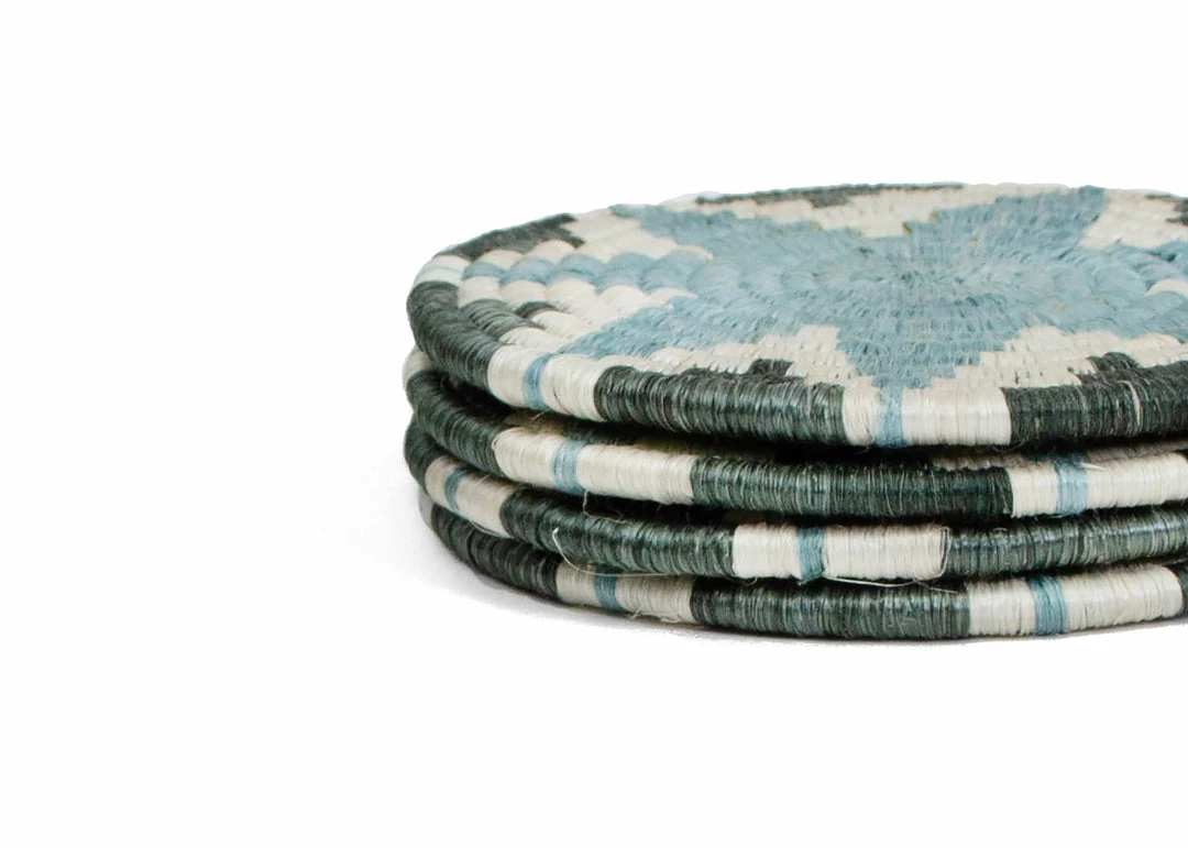 RWANDA Silver Blue Hope Coasters HOME 4 RWANDA Silver Blue Hope Coasters HOME