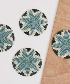 RWANDA Silver Blue Hope Coasters HOME 10 RWANDA Silver Blue Hope Coasters HOME