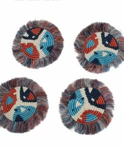 RWANDA Blue Night + Ginger Matisse Fringed Coasters