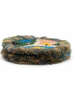 RWANDA HOME Dusty Peach + Fir Matisse Fringed Coasters