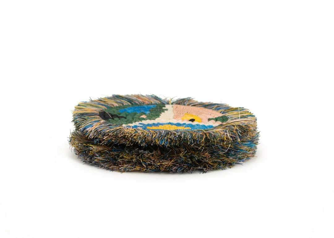 RWANDA HOME Dusty Peach + Fir Matisse Fringed Coasters 4 RWANDA HOME Dusty Peach + Fir Matisse Fringed Coasters