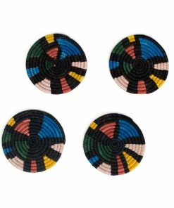 RWANDA Black + Neon Mosaic Coasters