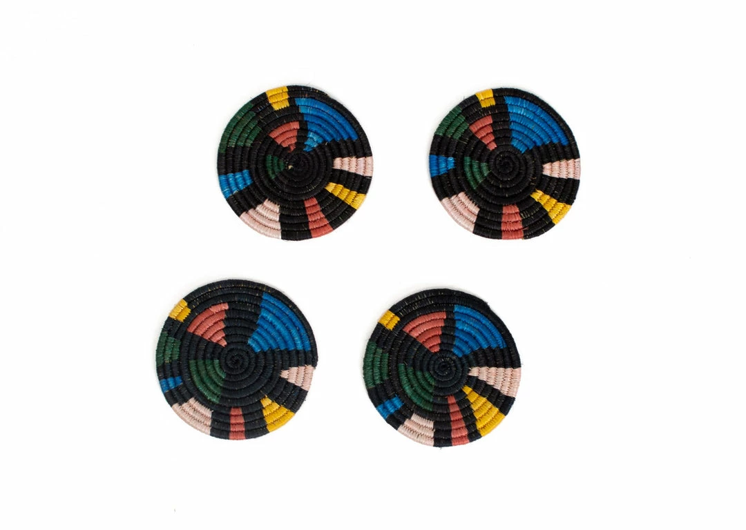 RWANDA Black + Neon Mosaic Coasters 3 RWANDA Black + Neon Mosaic Coasters