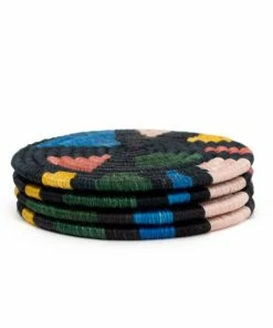 RWANDA Black + Neon Mosaic Coasters