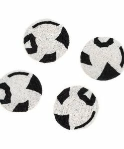 RWANDA HOME Black Beaded Atelier Coaster, Set Of 4
