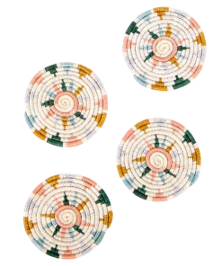 RWANDA Nyota Metallic Floret Coasters, Set Of 4 HOME