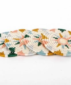 RWANDA Nyota Metallic Floret Coasters, Set Of 4 HOME