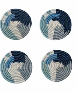 RWANDA Abstract Blue Coasters, Set Of 4 HOME