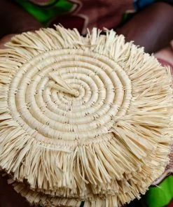 UGANDA Fringed Natural Drink Coasters, Set Of 4 10 UGANDA Fringed Natural Drink Coasters, Set Of 4