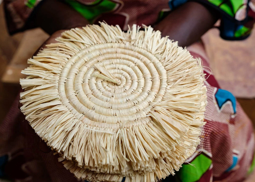 UGANDA Fringed Natural Drink Coasters, Set Of 4 6 UGANDA Fringed Natural Drink Coasters, Set Of 4