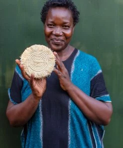 UGANDA Fringed Natural Drink Coasters, Set Of 4 11 UGANDA Fringed Natural Drink Coasters, Set Of 4