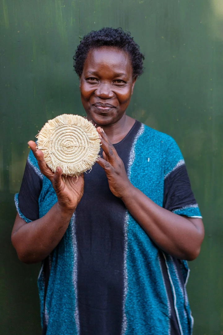 UGANDA Fringed Natural Drink Coasters, Set Of 4 7 UGANDA Fringed Natural Drink Coasters, Set Of 4