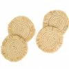 UGANDA Fringed Natural Drink Coasters, Set Of 4