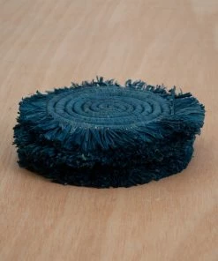 UGANDA Niagara Fringed Raffia Drink Coasters, Set Of 4 HOME