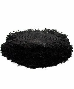 UGANDA HOME Black Fringed Raffia Coasters