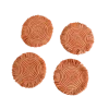 UGANDA Peach Fringed Raffia Drink Coasters, Set Of 4 HOME