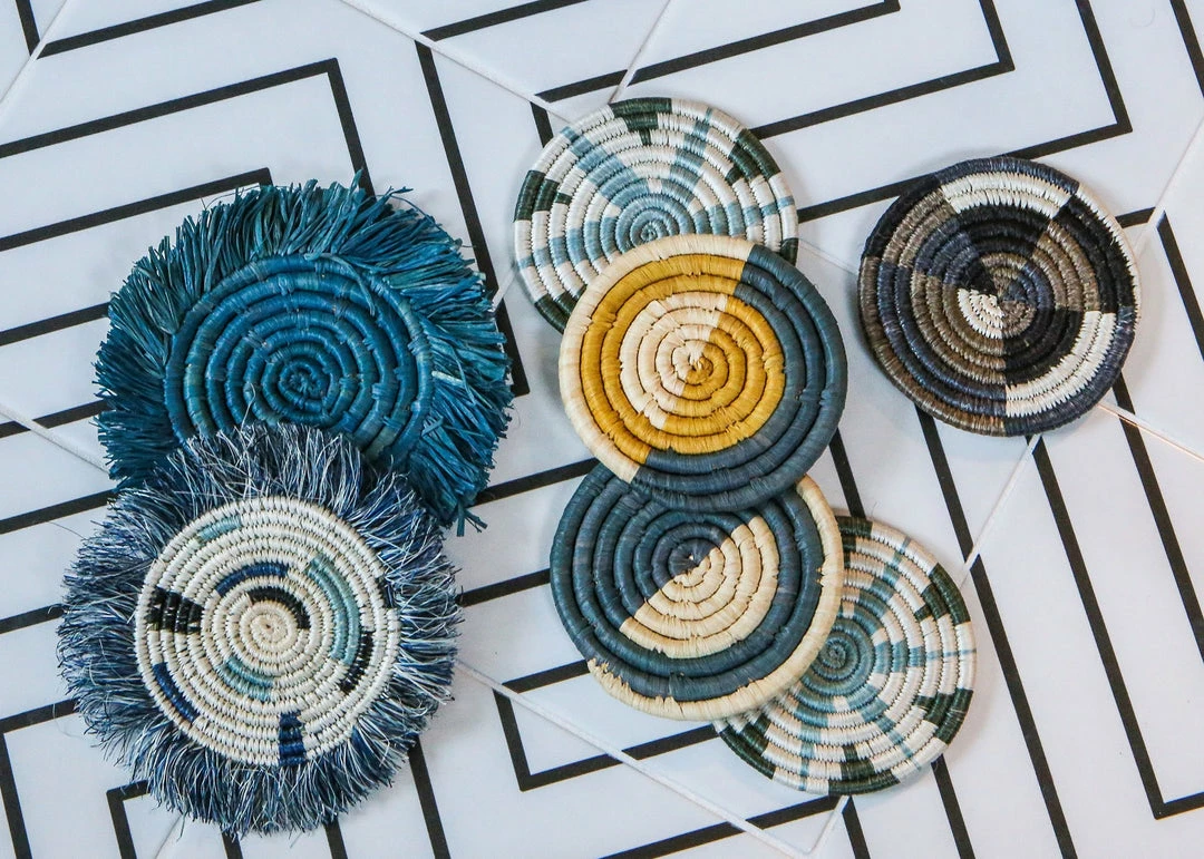 RWANDA Silver Blue Hope Coasters HOME 7 RWANDA Silver Blue Hope Coasters HOME