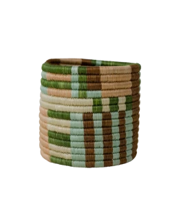 RWANDA 4" Small Apricot & Seafoam Lines Planter HOME