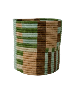 RWANDA HOME 6" Medium Apricot & Seafoam Lines Planter